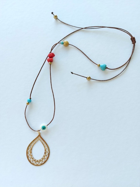 Κολιέ με σχοινί και ατσάλινο στοιχείο Marathiàs