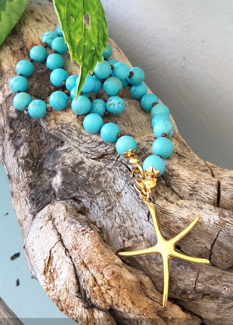 Κολιέ με τυρκουάζ και αστερία Mylos