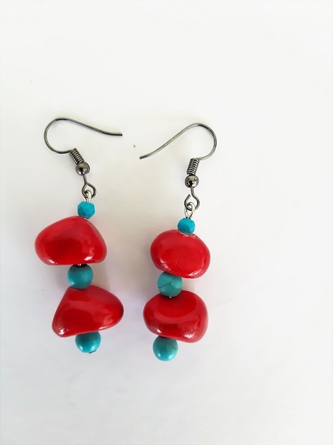 Σκουλαρίκια με #Τυρκουάζ και Κοράλλι
