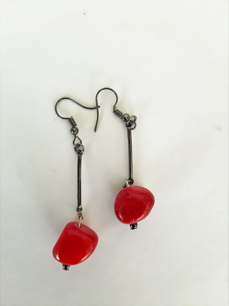Σκουλαρίκια με Κόκκινο Κοράλλι