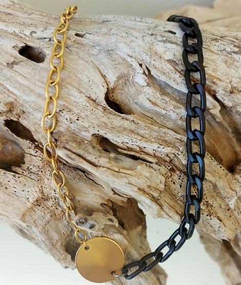 Δίχρωμο  κολιέ black-gold